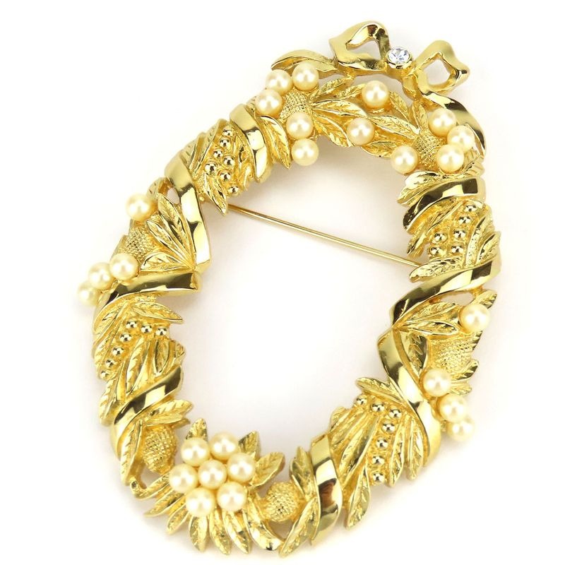 Christian Dior Brooch Metal Gold Wreath Plated Accessories — view 2