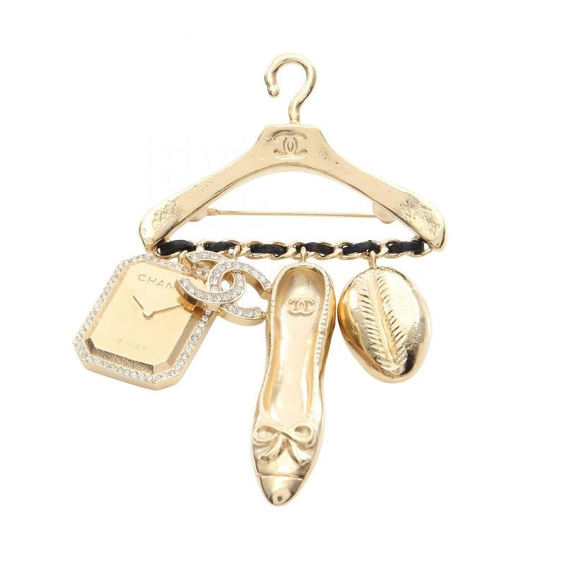 Chanel Brooch Coco Mark Hanger Motif GP Leather