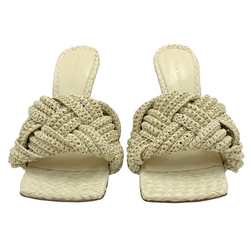 Bottega Veneta Lido Sandals Mule Shoes Intrecciato Raffia Beige — view 2