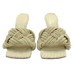 Bottega Veneta Lido Sandals Mule Shoes Intrecciato Raffia Beige — view 2
