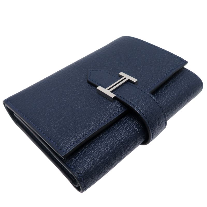 Hermes Trifold Chevre Navy Wallet — view 3