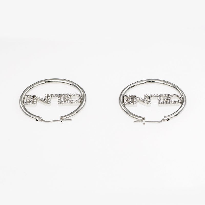 Celine Earrings Hoop Crystal Silver Color Pair Accessories — view 6