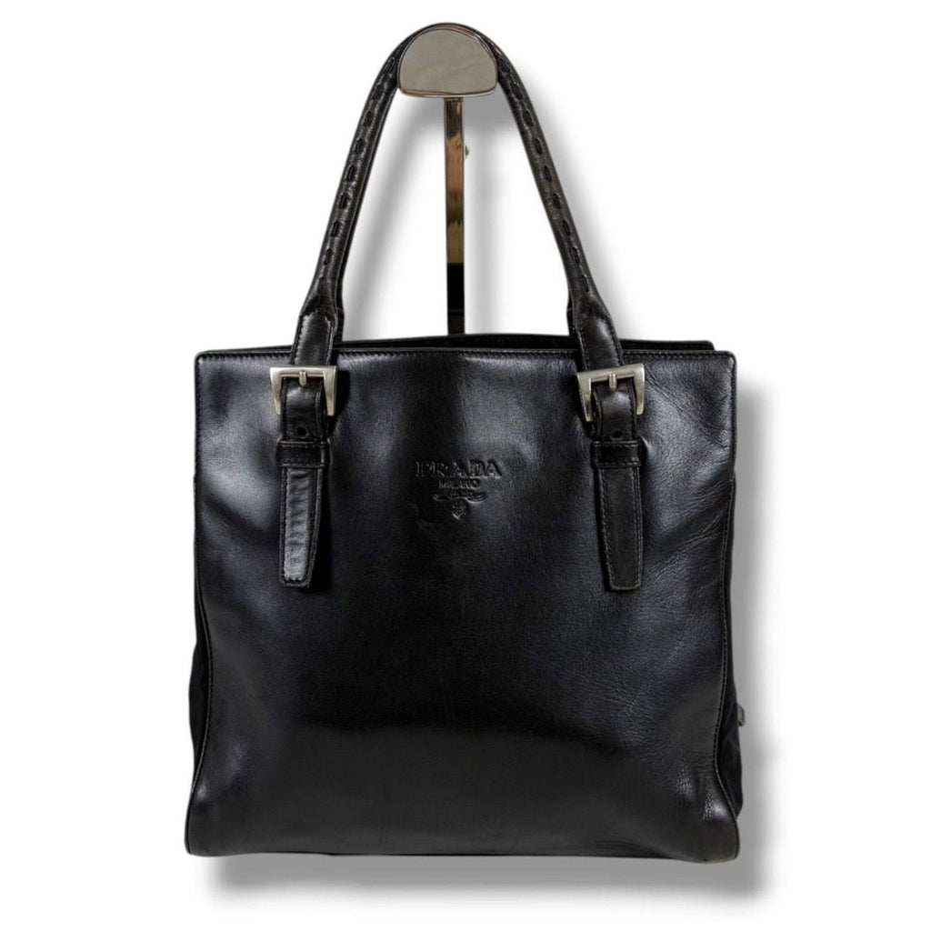 Prada Nappa Leather Tessuto Nylon Mini Tote Black — view 2