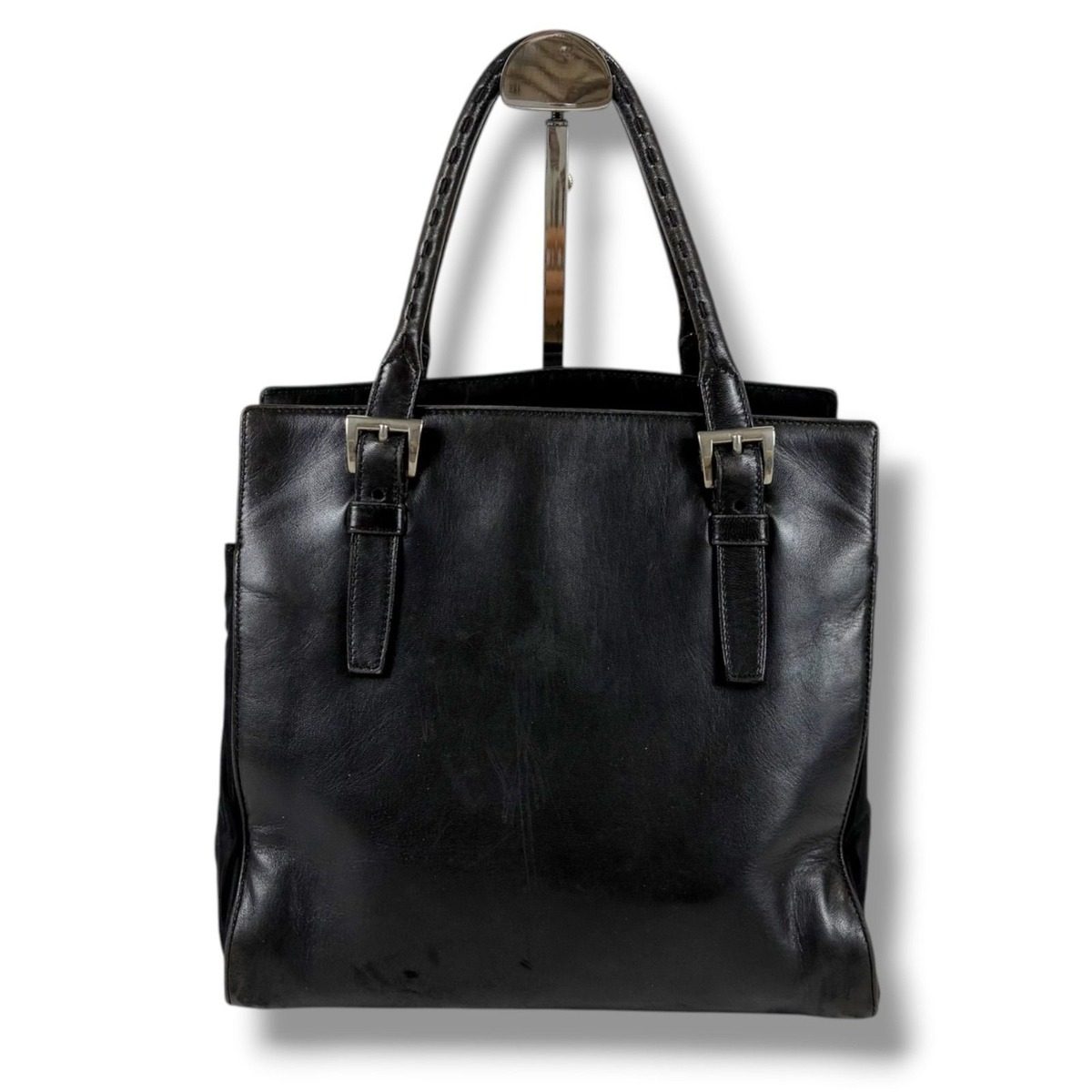 Prada Nappa Leather Tessuto Nylon Mini Tote Black — view 3
