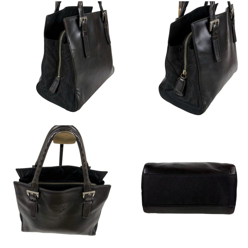 Prada Nappa Leather Tessuto Nylon Mini Tote Black — view 4