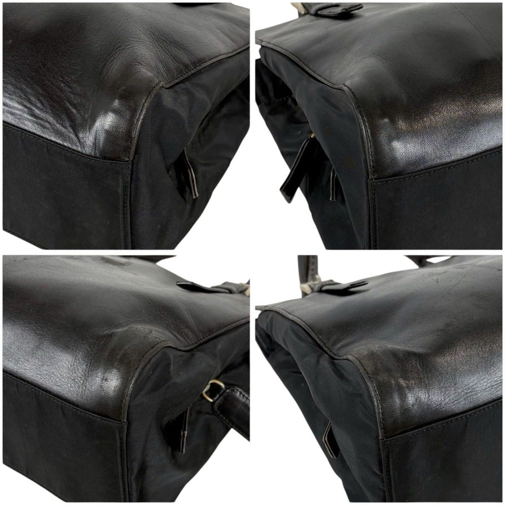 Prada Nappa Leather Tessuto Nylon Mini Tote Black — view 6