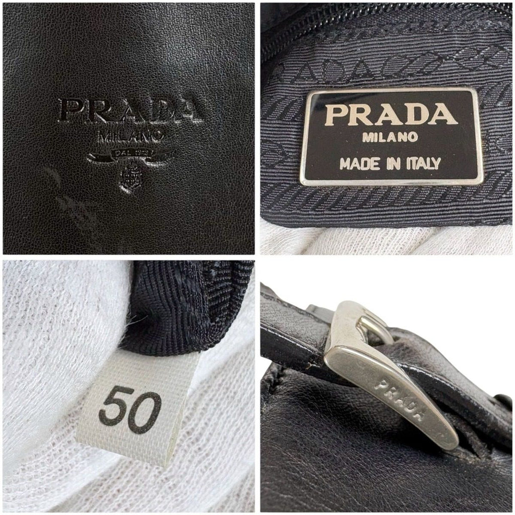 Prada Nappa Leather Tessuto Nylon Mini Tote Black — view 7