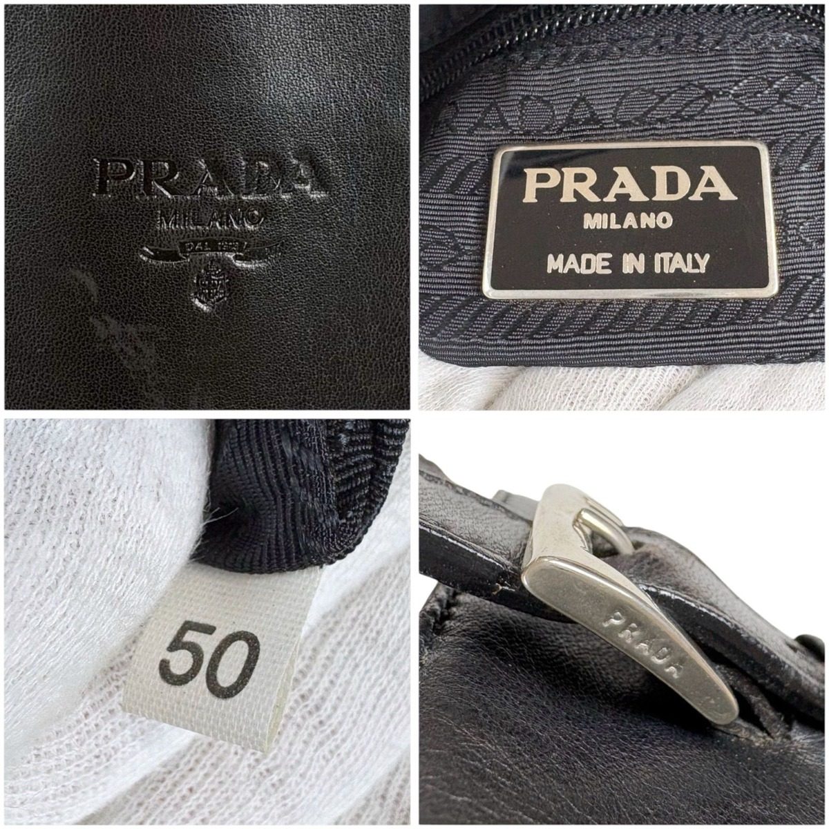 Prada Nappa Leather Tessuto Nylon Mini Tote Black — view 7