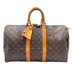 Louis Vuitton Keepall 45 Monogram Leather Brown Boston Bag Gold