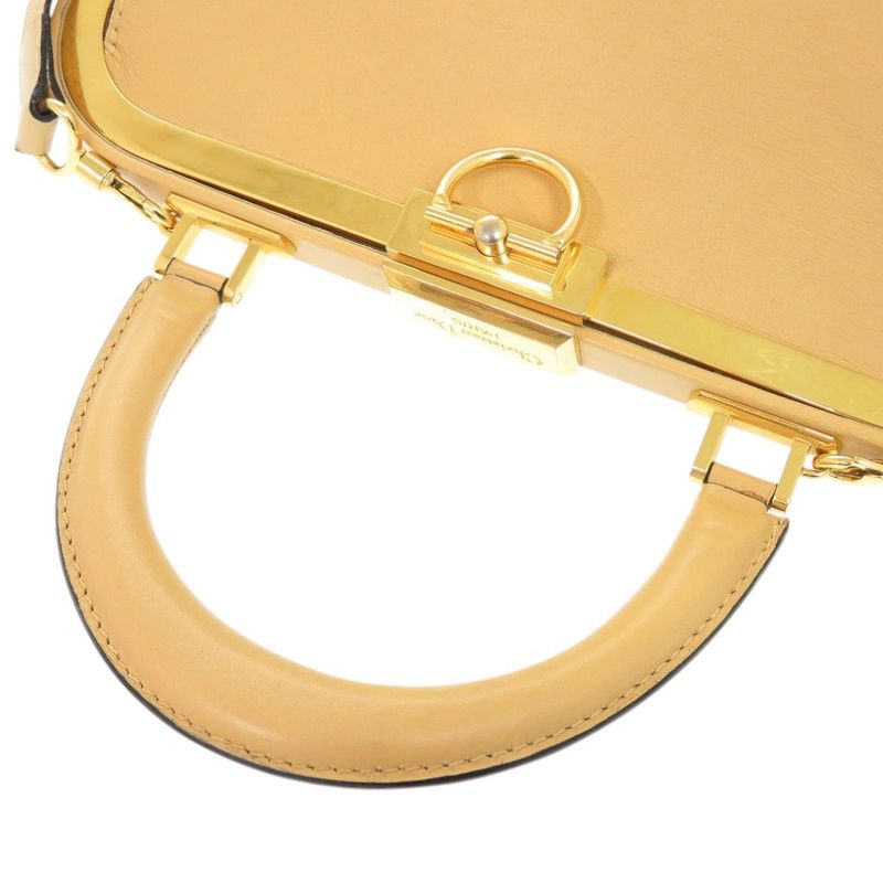Christian Dior Vintage Leather Beige Gold Hardware Shoulder Bag 0697 — view 6