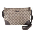 Gucci GG Canvas Leather Shoulder Bag Crossbody Messenger Brown