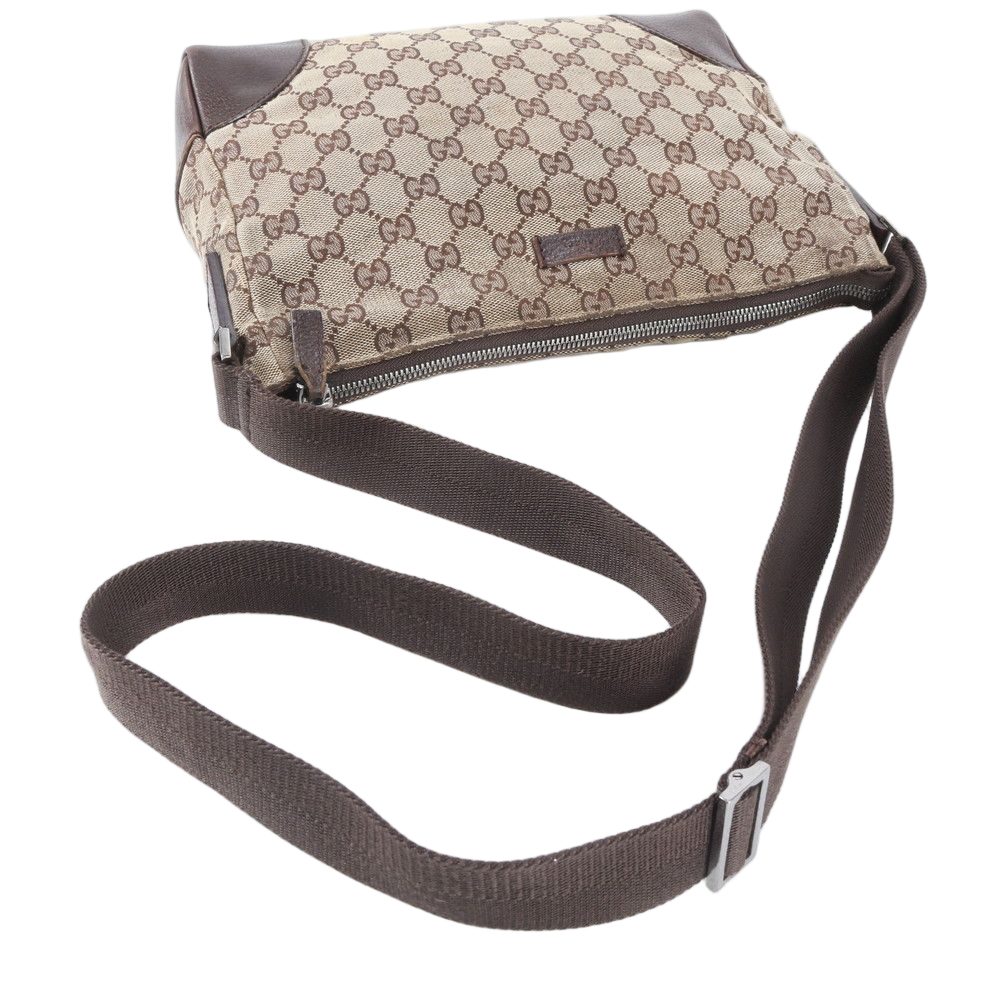 Gucci GG Canvas Leather Shoulder Bag Crossbody Messenger Brown — view 2