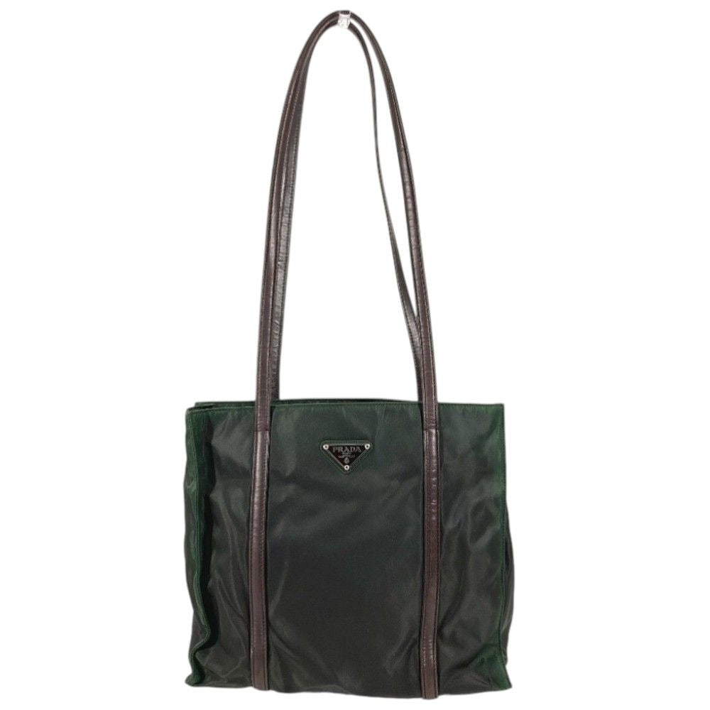 Prada Shoulder Bag Triangle Logo Nylon Khaki