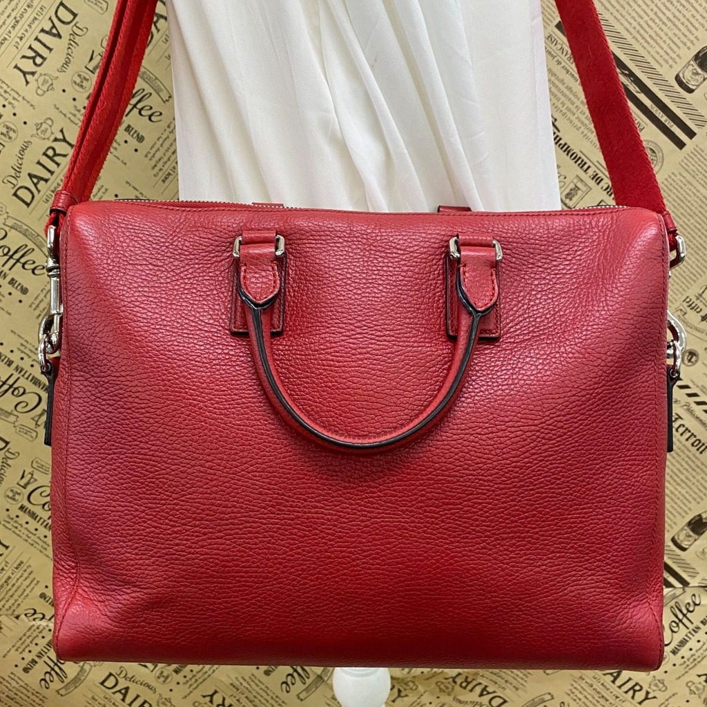 Gucci Handbag Shoulder Pc Business Leather Red Briefcase — view 2