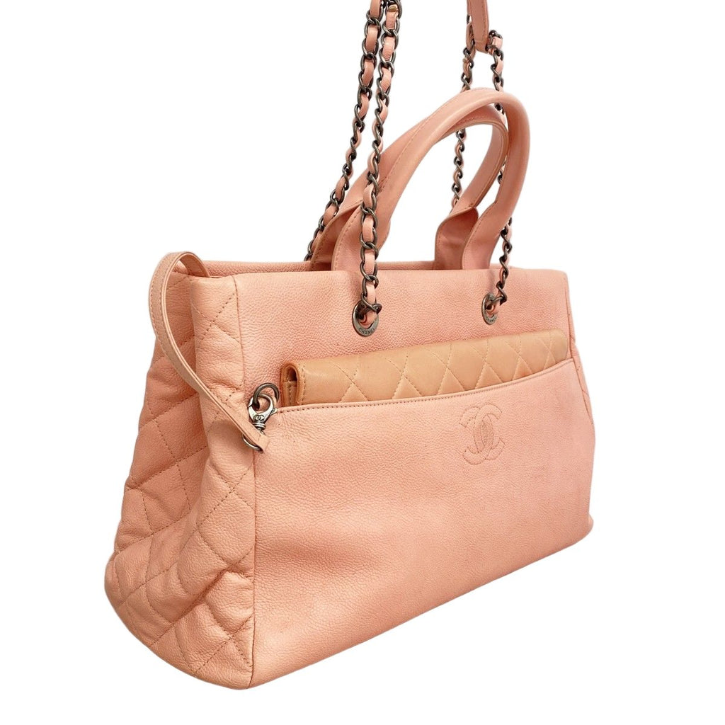 Chanel Chain Tote Caviar Leather Pink Silver 2-Way — view 2
