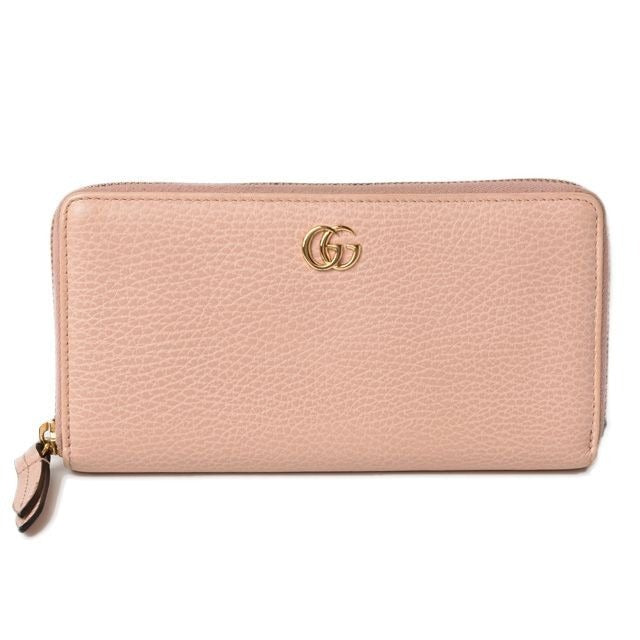 Gucci Long Wallet Petit Marmont Leather Pink Beige