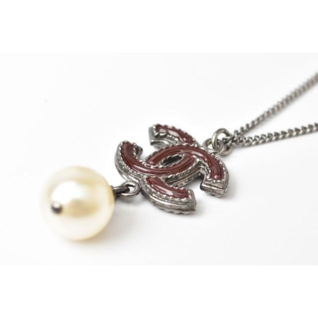 Chanel 2-Way Coco Mark Pearl Motif Burgundy Gunmetal — view 4