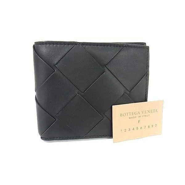 Bottega Veneta Maxi Intrecciato Leather Bifold Wallet Billfold Black