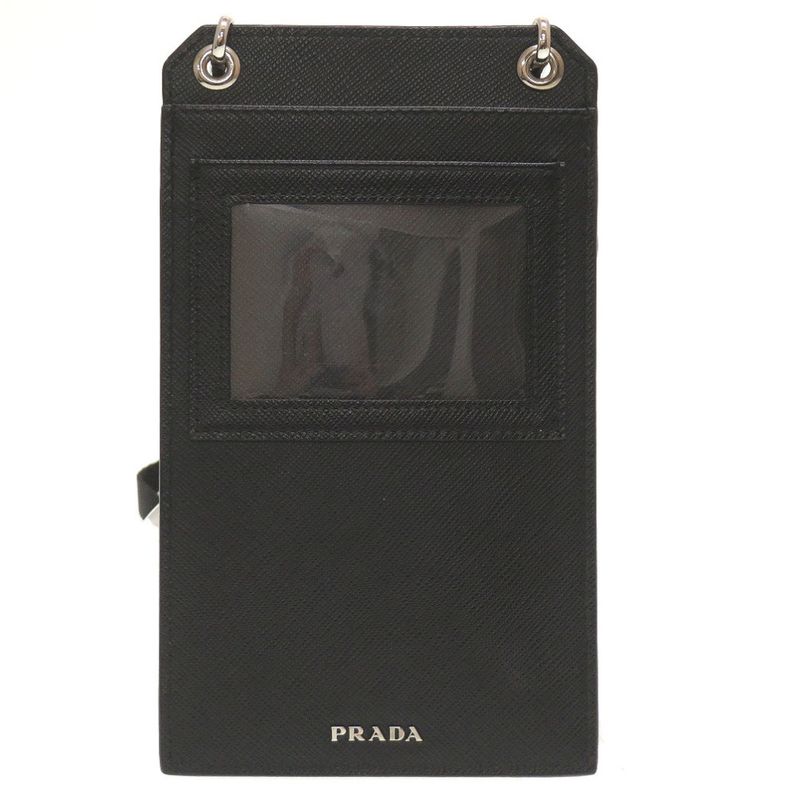 Prada 2 Zh068 Leather Black Mini Strap Shoulder Bag 0119 — view 2