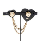 Chanel Brooch Corsage Black Gold Rhinestone Chain Heart — view 9