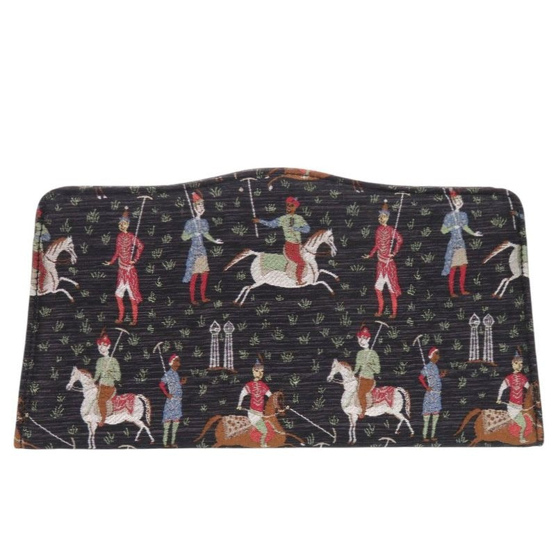 Gucci Greta Garbo Collaboration Equestrian Print Canvas Black Clutch Bag