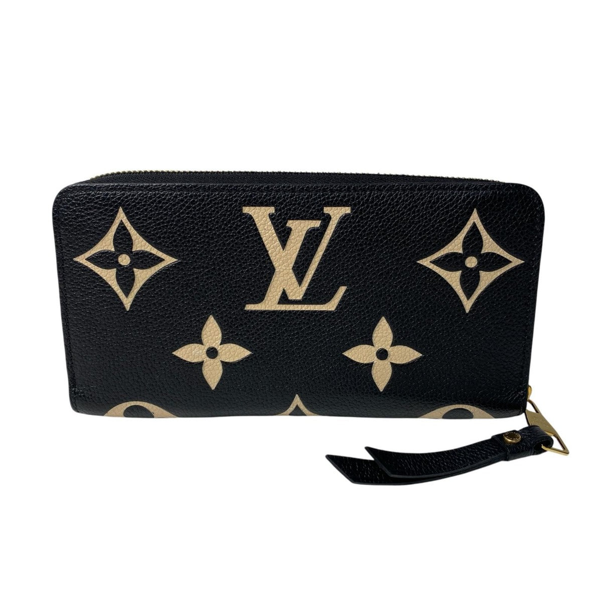 Louis Vuitton Monogram Empreinte Bicolor Zippy Wallet Black Beige