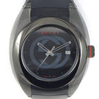 Gucci Watch Sync 137.1 Date Interlocking Black Dial SS Polyamide Synthetic