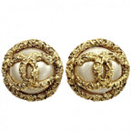 Chanel Earrings Round Accessories Vintage Coco Mark GP Faux