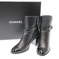 Chanel 22 B Ankle Boots Leather Black 35.5