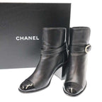 Chanel 22 B Ankle Boots Leather Black 35.5