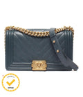 Chanel Chain Shoulder Bag Boy 25 Gold V-stitch Caviar Leather