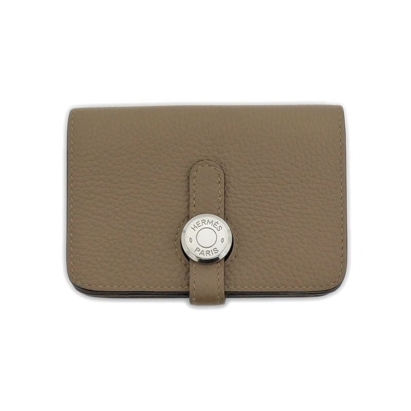 Hermes Dogon Card Case Brown Silver Hardware Togo Leather