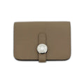 Hermes Dogon Card Case Brown Silver Hardware Togo Leather