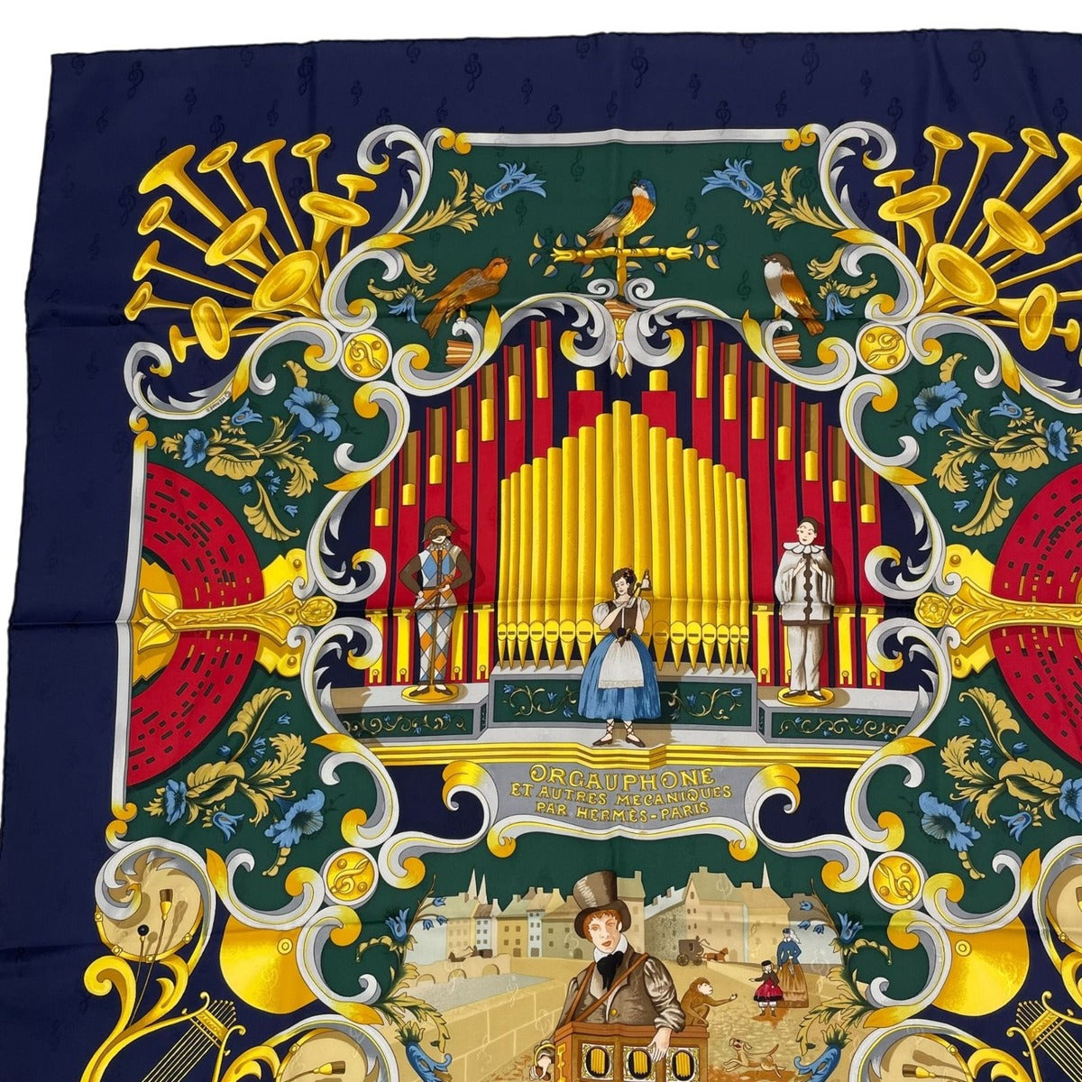 Hermes Scarf 100% Silk Carre 90 Orgauphone ET Autres Mecaniques Pipe Organ — view 2