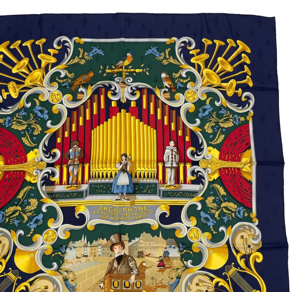 Hermes Scarf 100% Silk Carre 90 Orgauphone ET Autres Mecaniques Pipe Organ — view 3