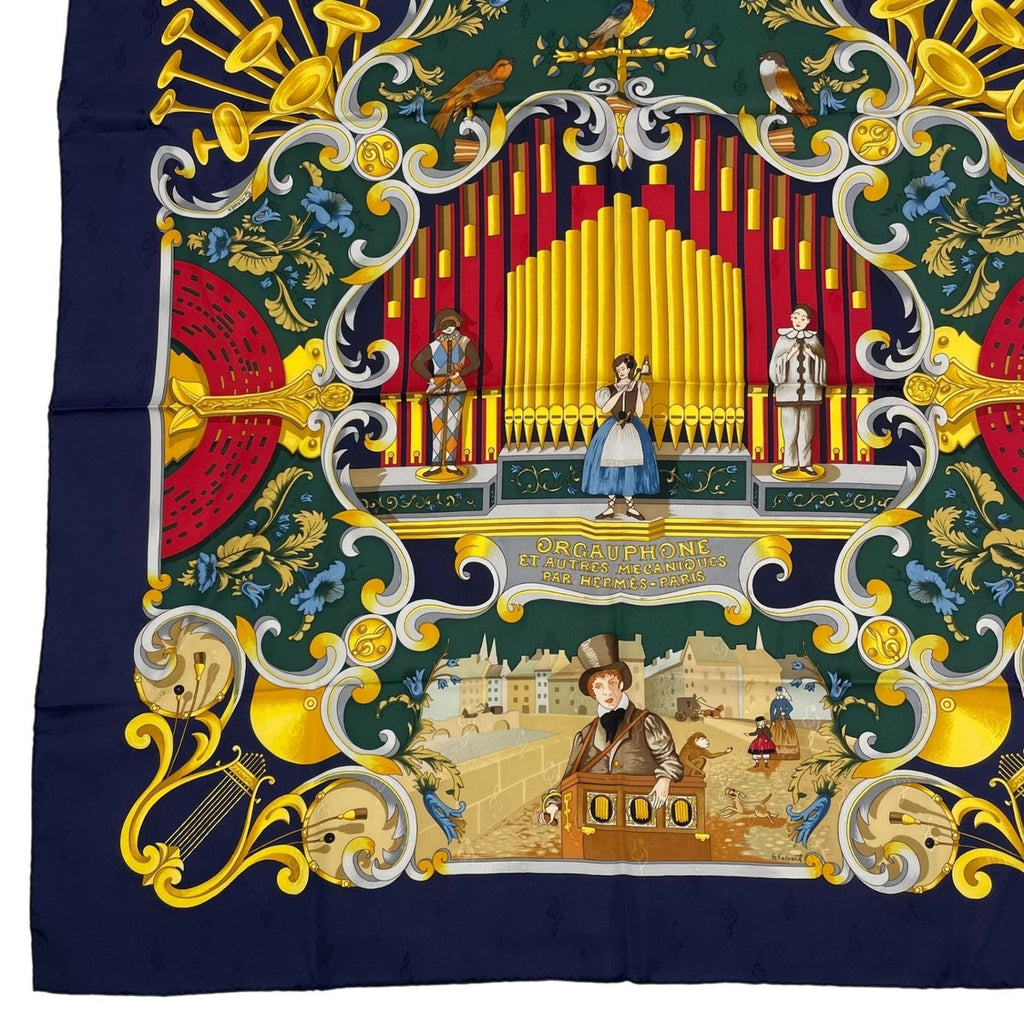 Hermes Scarf 100% Silk Carre 90 Orgauphone ET Autres Mecaniques Pipe Organ — view 4