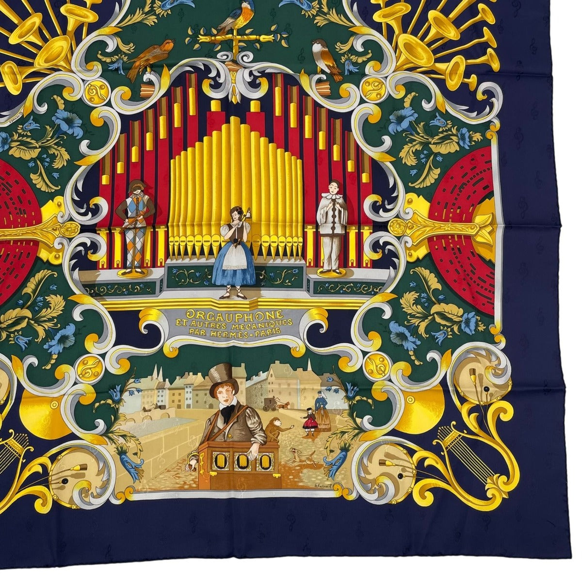 Hermes Scarf 100% Silk Carre 90 Orgauphone ET Autres Mecaniques Pipe Organ — view 5