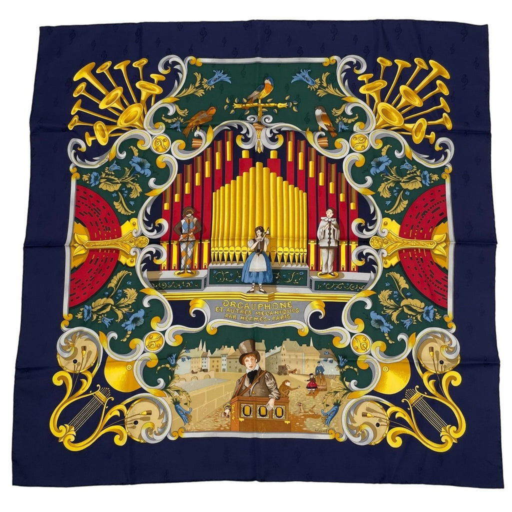 Hermes Scarf 100% Silk Carre 90 Orgauphone ET Autres Mecaniques Pipe Organ