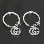 Gucci GG Running Diamond Earrings Hoop AU 750 Box E1497 — view 2