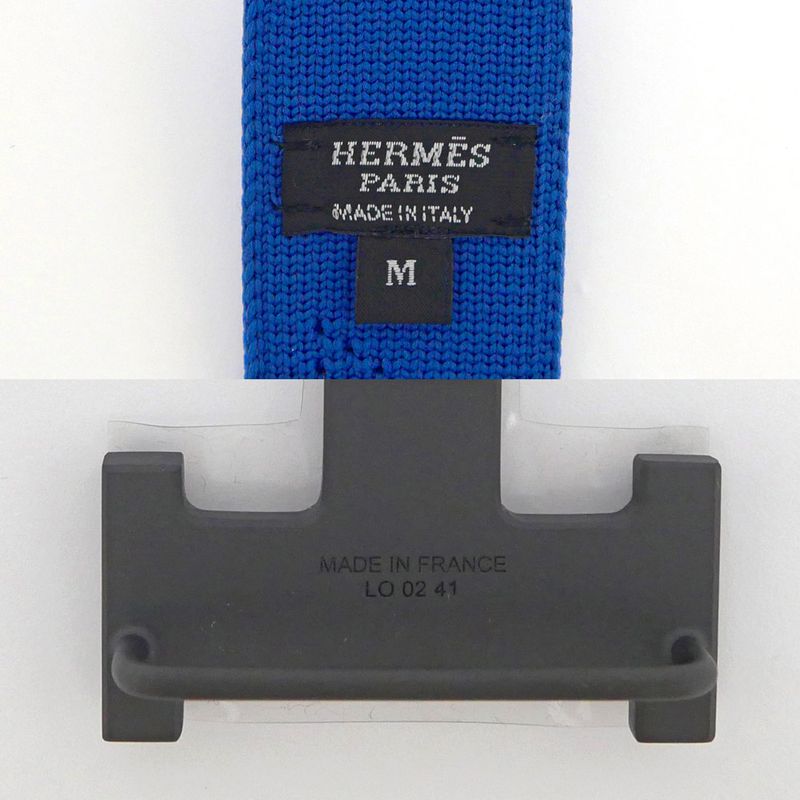 Hermes Knit Belt Sprint M Monochrome H Buckle Blue Black Man — view 7