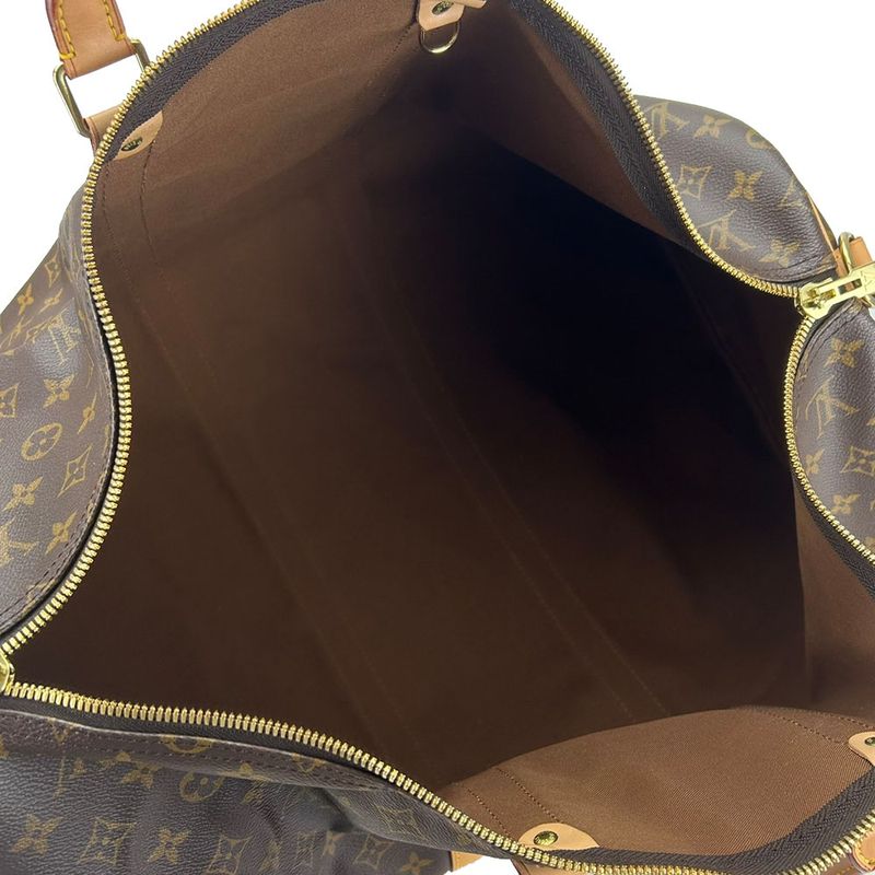 Louis Vuitton Boston Bag Keepall 55 Bandouliere Monogram Nubuck Brown — view 2