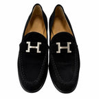 Hermes Vintage Constance Silver Hhardware Suede Leather Loafer Black 40 — view 6