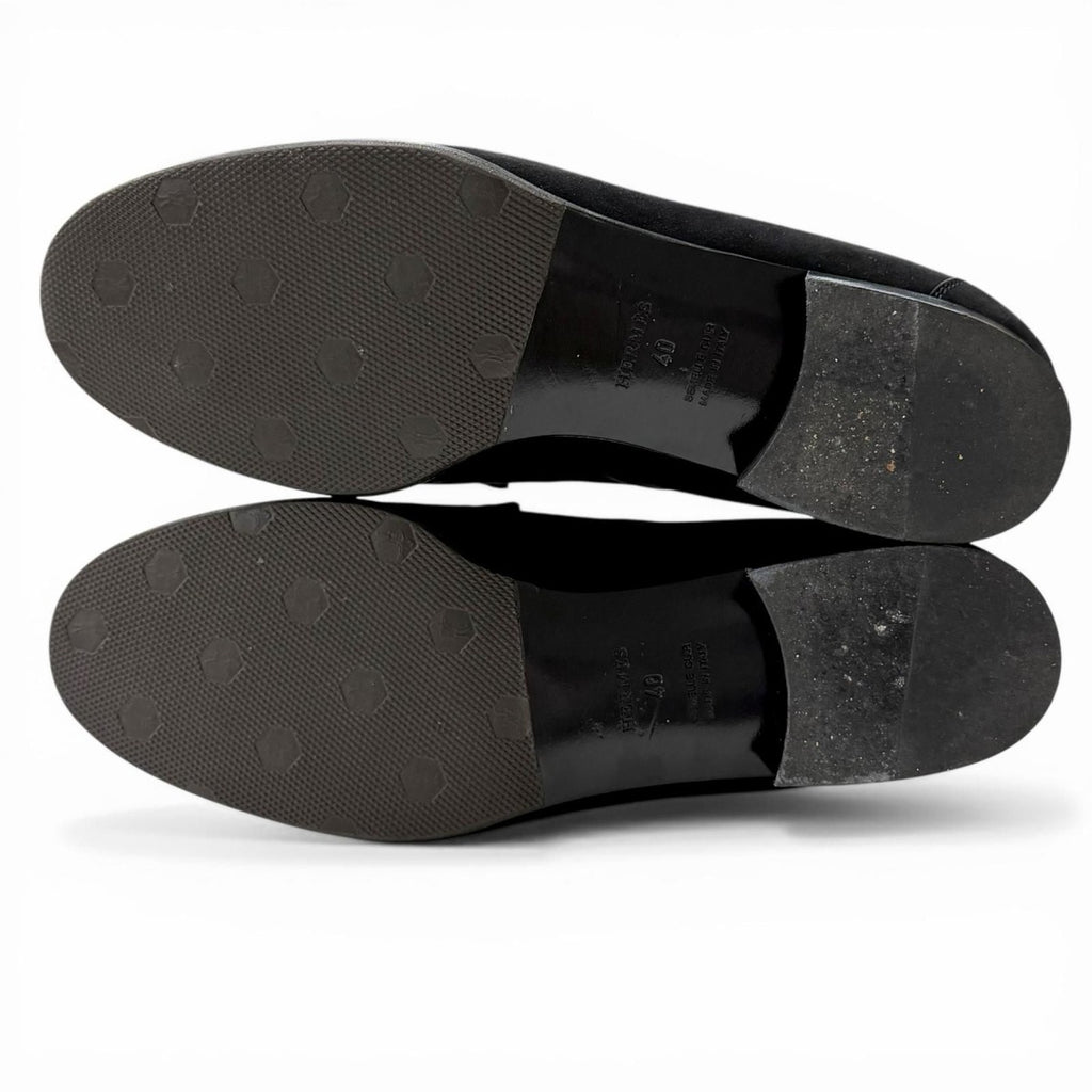 Hermes Vintage Constance Silver Hhardware Suede Leather Loafer Black 40 — view 7