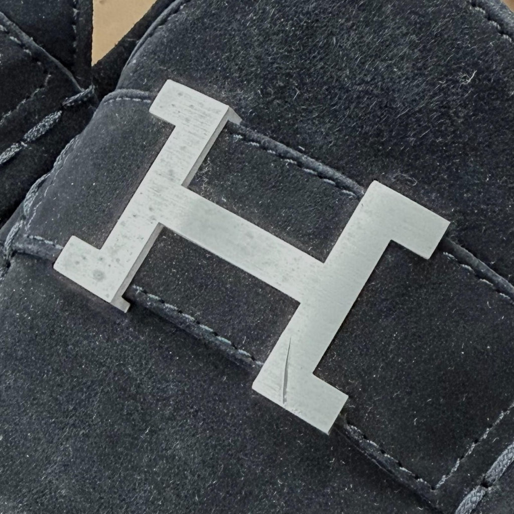 Hermes Vintage Constance Silver Hhardware Suede Leather Loafer Black 40 — view 8