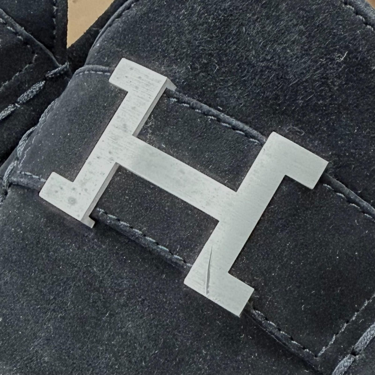 Hermes Vintage Constance Silver Hhardware Suede Leather Loafer Black 40 — view 8