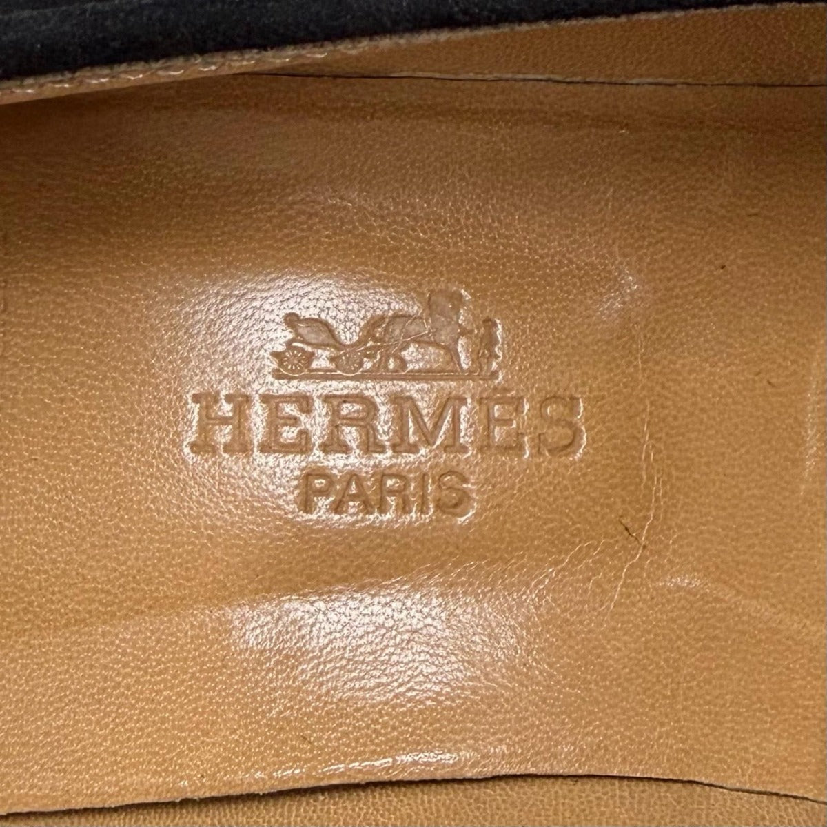 Hermes Vintage Constance Silver Hhardware Suede Leather Loafer Black 40 — view 9