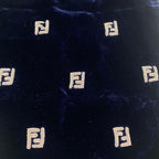 Fendi Scarf Embroidered FF Logo Velour Silk Navy — view 3