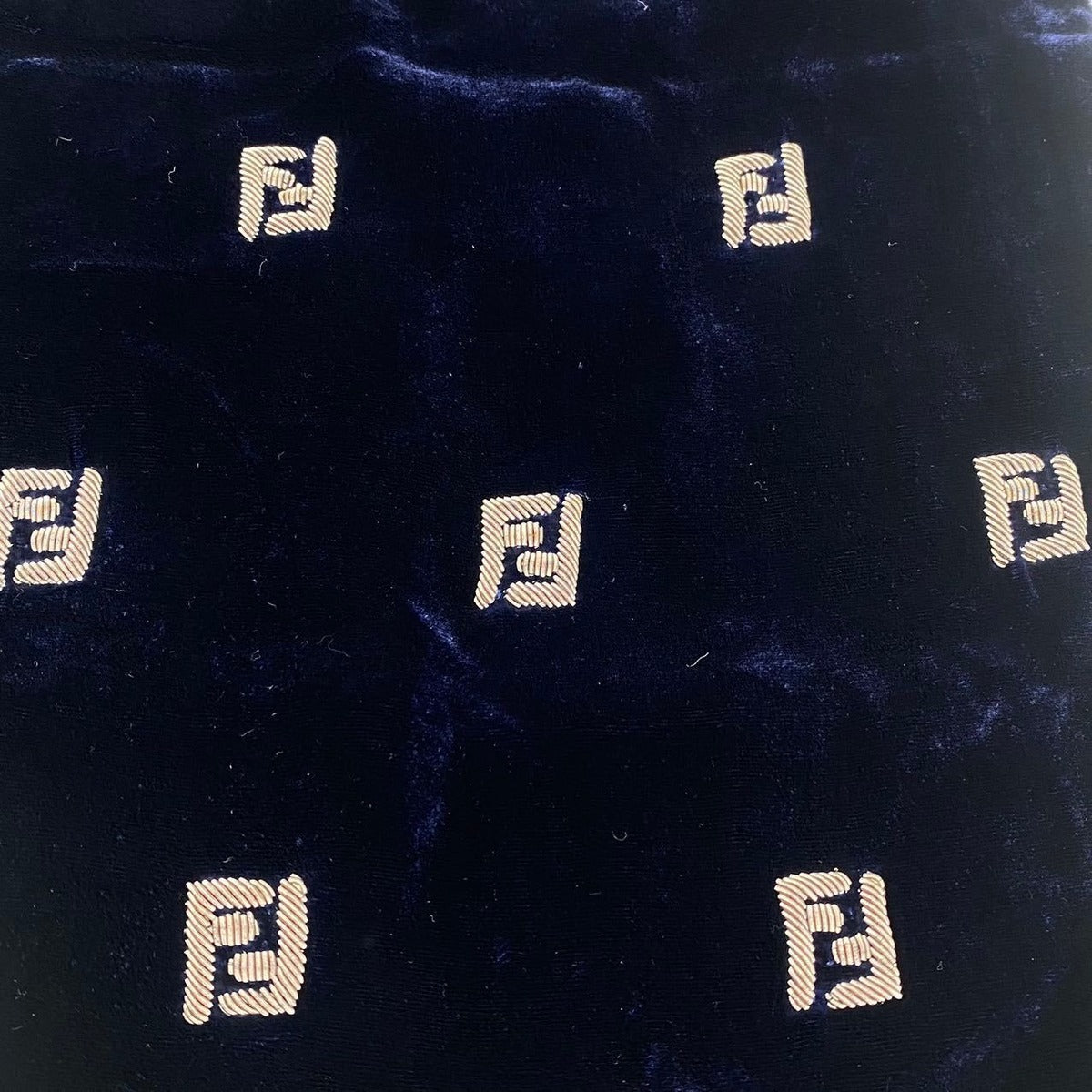 Fendi Scarf Embroidered FF Logo Velour Silk Navy — view 3
