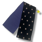 Fendi Scarf Embroidered FF Logo Velour Silk Navy