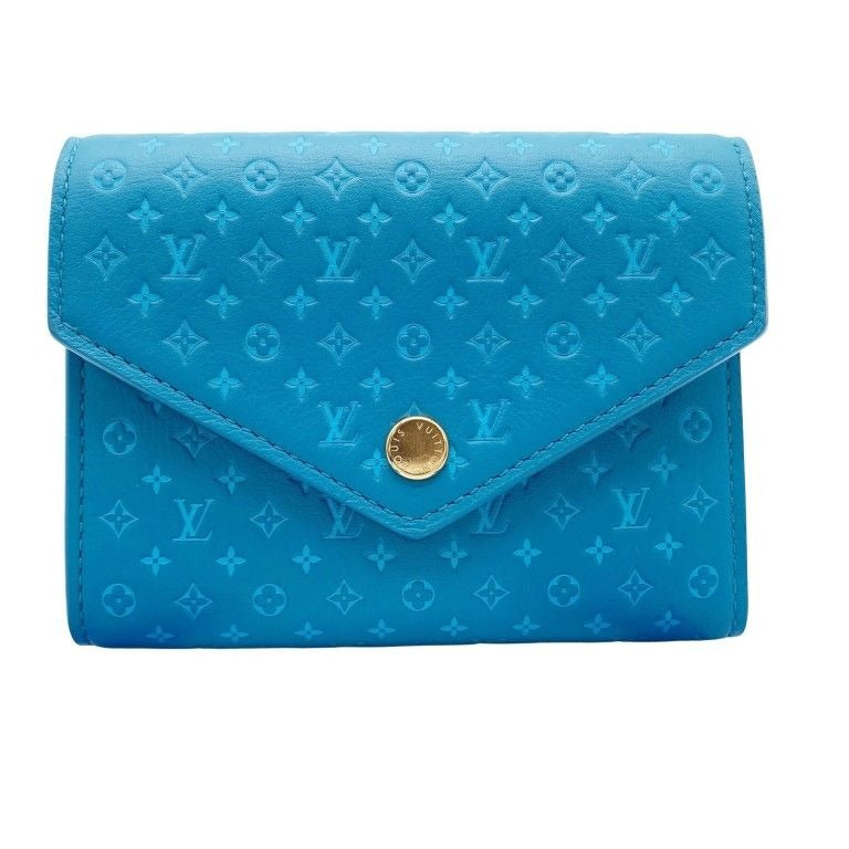 Louis Vuitton Wallet Nanogram Portefeuille Victorine Blue Leather
